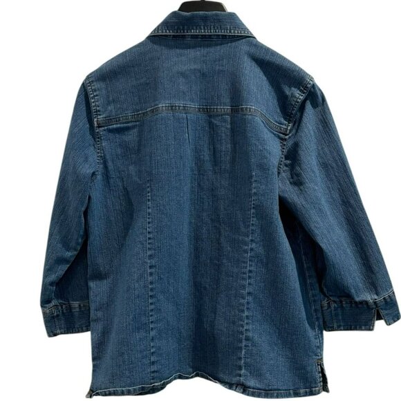 Vintage Erika Floral Denim Shirt Y2K Floral Embroidery‎ Boho Button Up Sz S - Picture 2 of 5